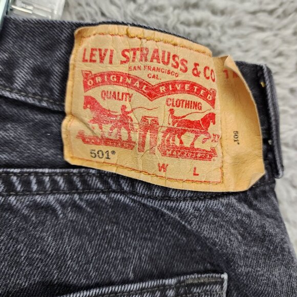Levi's Jeans Mens 46x30 501 Black Cotton High Rise Button Fly Classic Straight - Picture 9 of 13